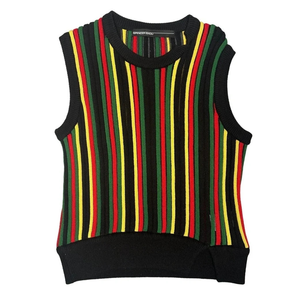 NWOT Spencer Badu Men's Multicolor Striped Vest Sz: XXS - Picture 4 of 10